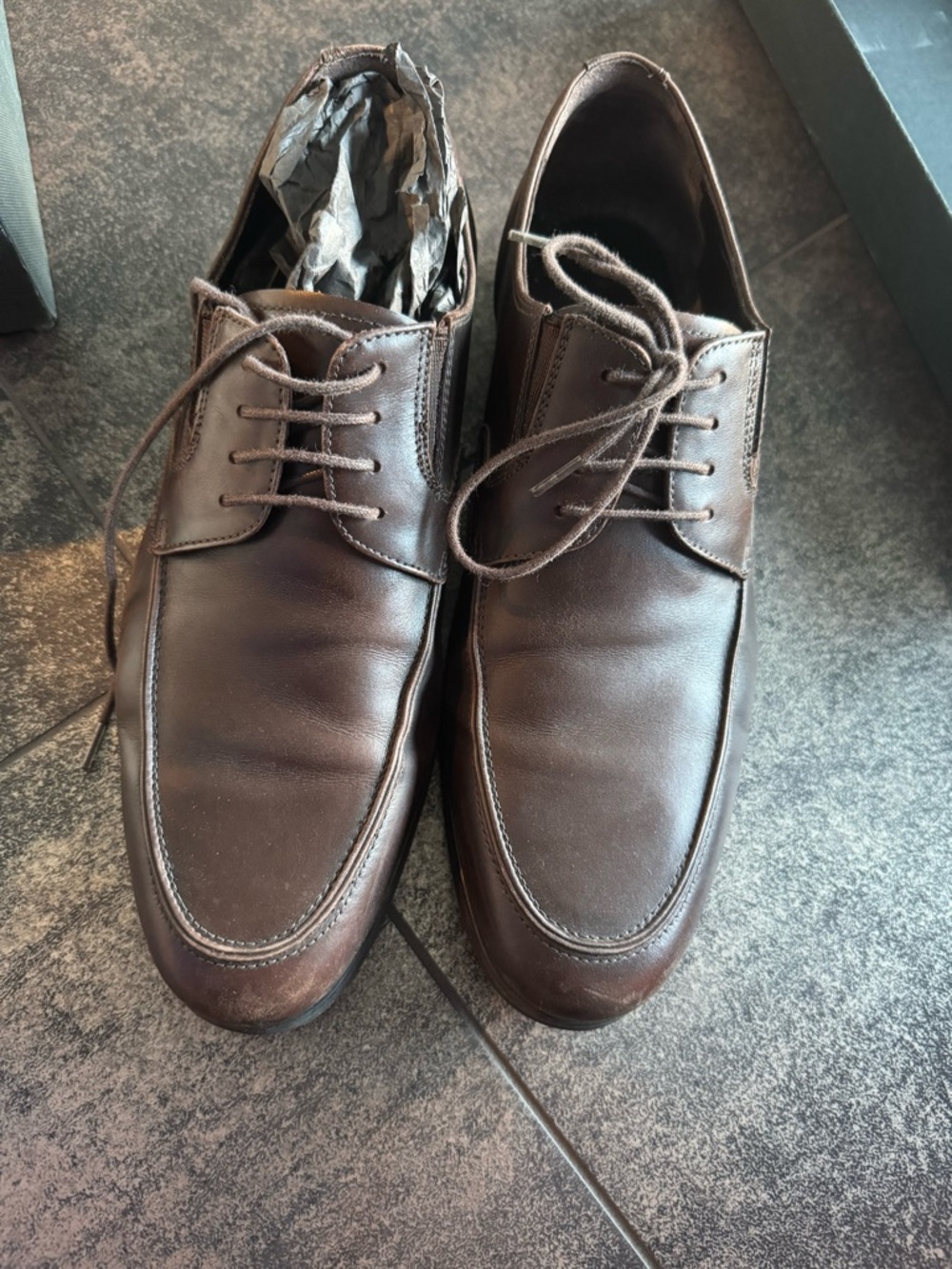 Magli by Bruno Magli Men's Brown Leather Derby Shoes - Lace-Up Dress Oxfords